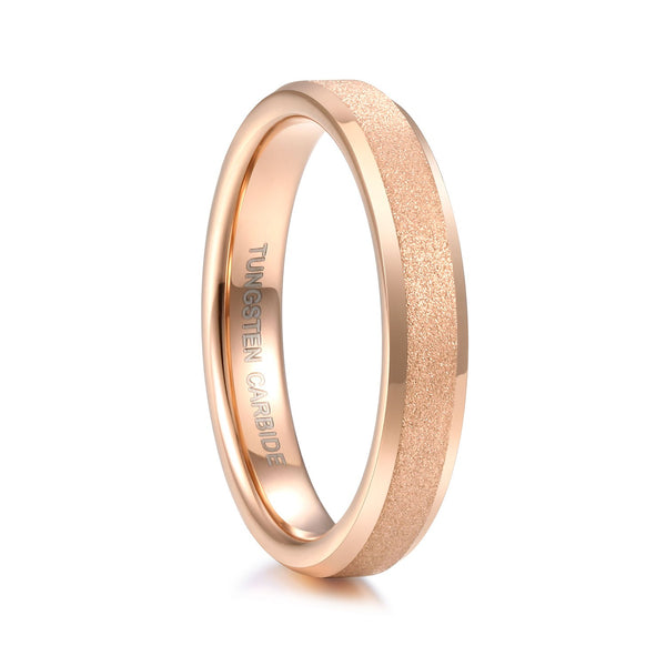 Rose Gold Mens Womens Wedding Band with Matte Center