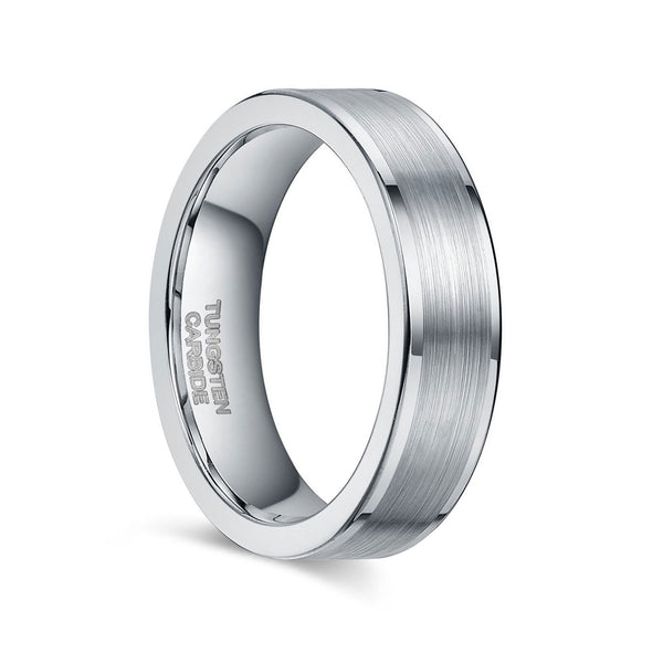 Grey Tungsten Wedding Bands with Flat Edge