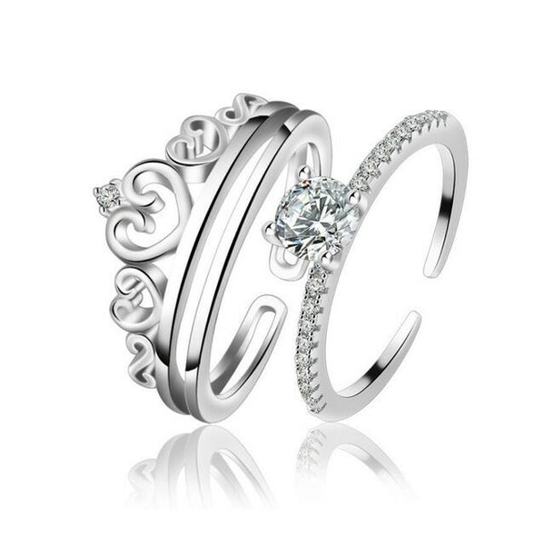 Princess Crown Stacking Rings Set in Sterling Silver