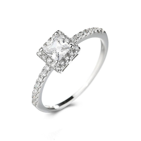 Princess Cut Cubic Zirconia Engagement Rings in Sterling Silver