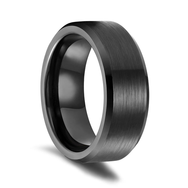 Black/Silver Brushed Stainless Steel Wedding Rings