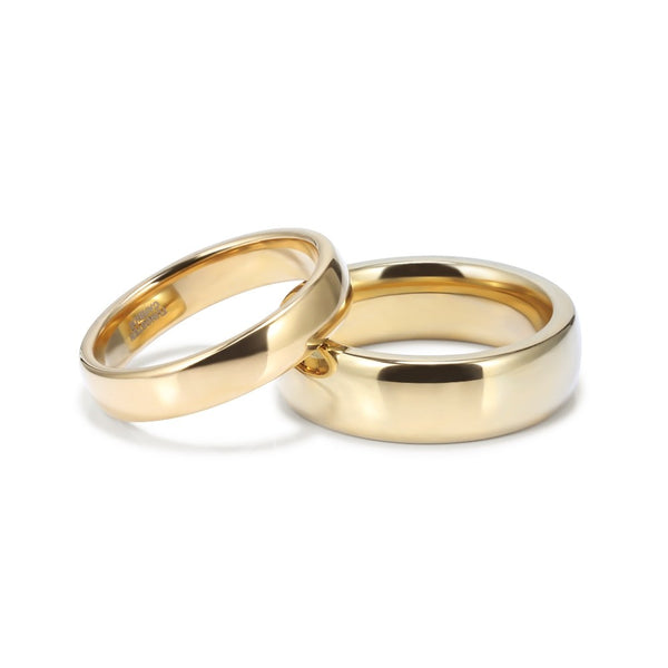 Simple Tungsten Carbide Couple Rings with Gold Plated 4mm 6mm