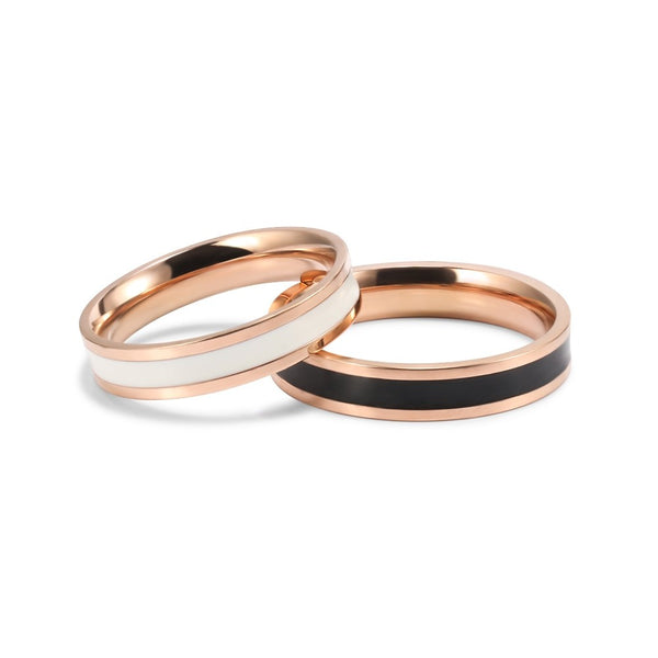 Rose Gold Couple Promise Bands in Stainless/Titanium Steel