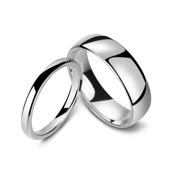 Simple Sterling Silver Matching Couple Rings Set