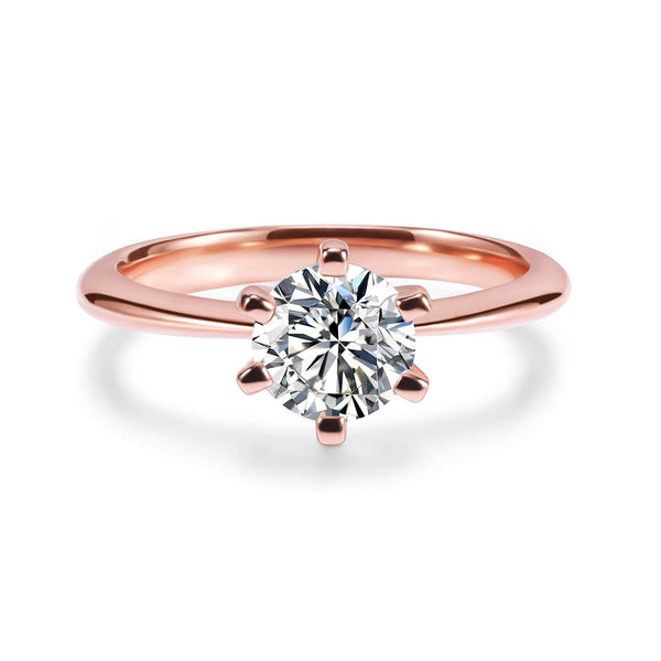 Rose Gold Round Engagement Ring in Sterling Silver
