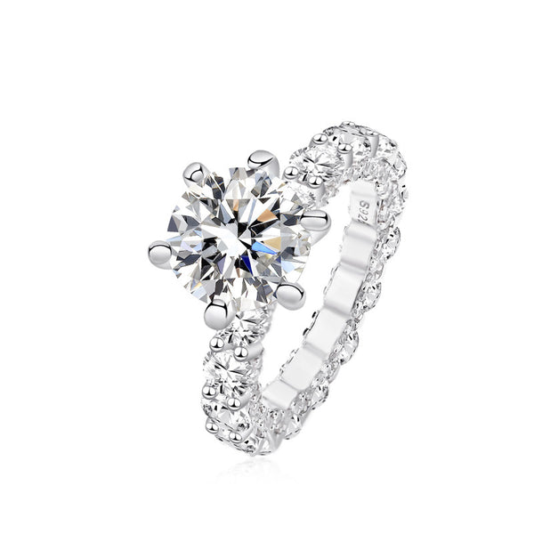 4ct Six Prong Round Cut Moissanite Ring