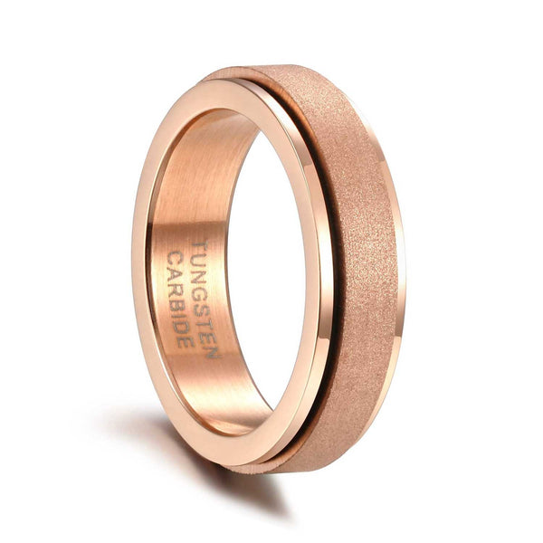 Mens Womens Rose Gold Tungsten Wedding Band Spinner Ring Band