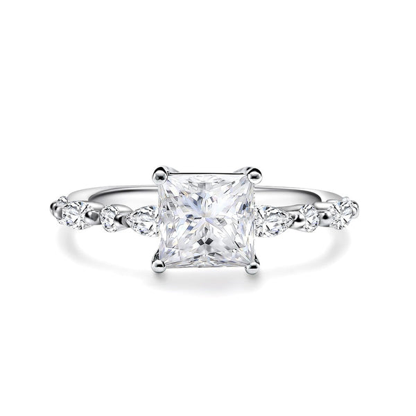 Princess Cut Engagement Ring in 925 Sterling Silver