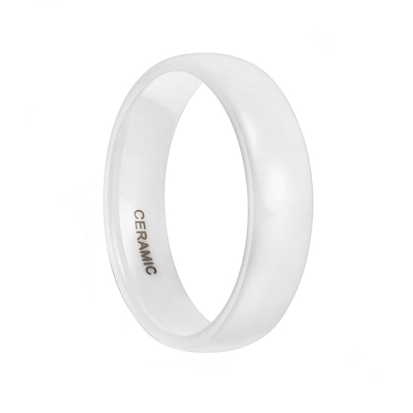 White Ceramic Rings High Polished Classic Design