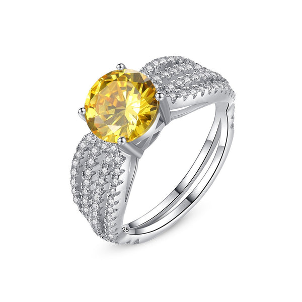 Yellow Gemstone Engagement Ring Cubic Zirconia Rings for her