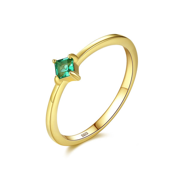 Emerald Solitaire Rings Gold Stone Rings