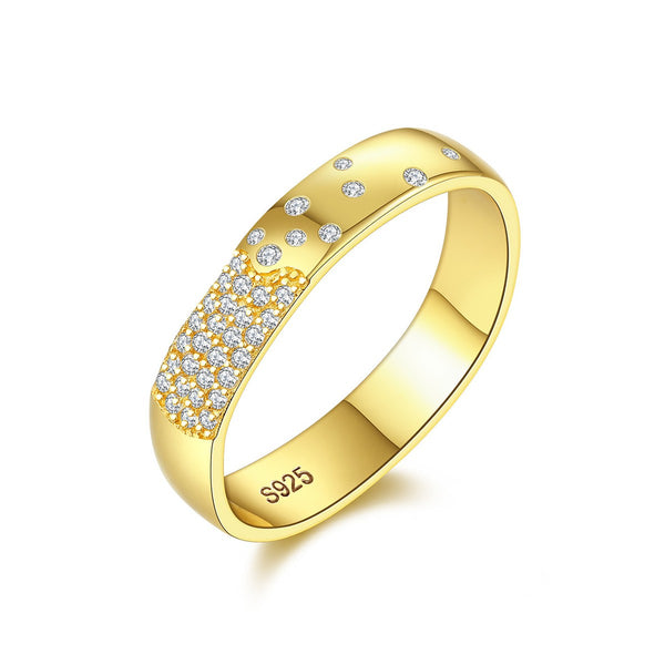 Cubic Zirconia Promise Ring 925 Sterling Silver Gold Plated