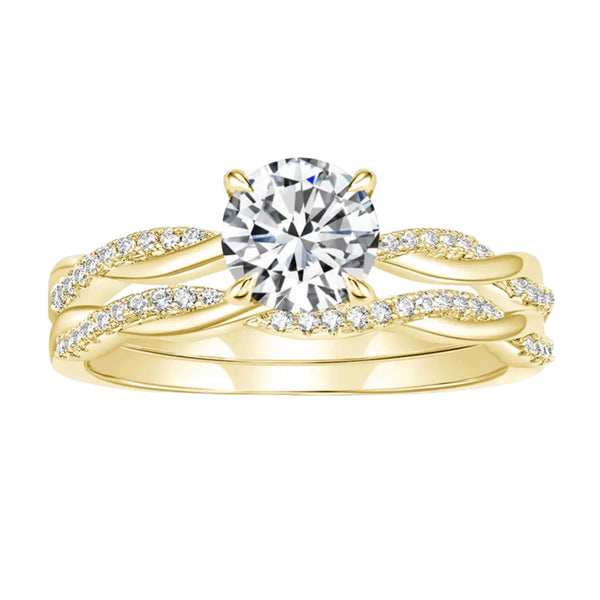 1 CT Round Moissanite Engagement Wedding Ring Sets