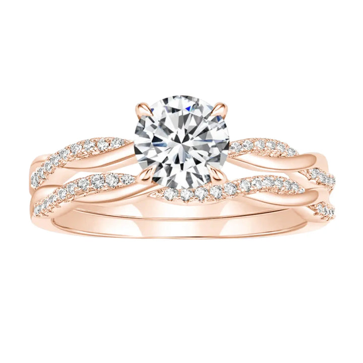 1 CT Round Moissanite Engagement Ring Sets