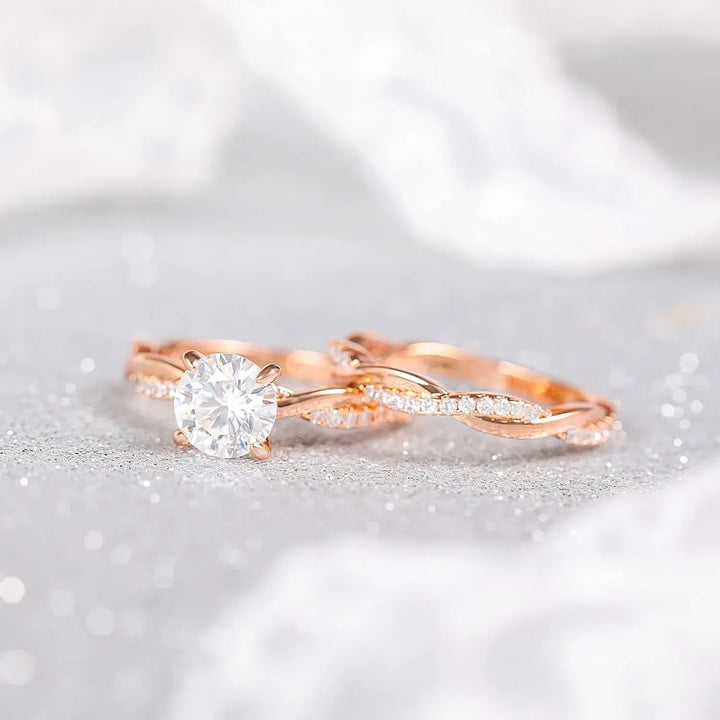 1 CT Round Moissanite Engagement Ring Sets