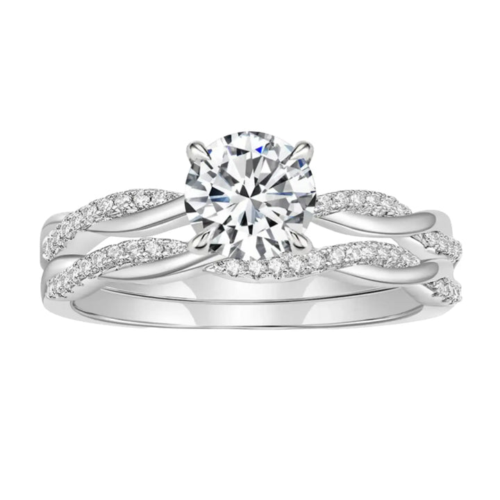 1 CT Round Moissanite Engagement Wedding Ring Sets