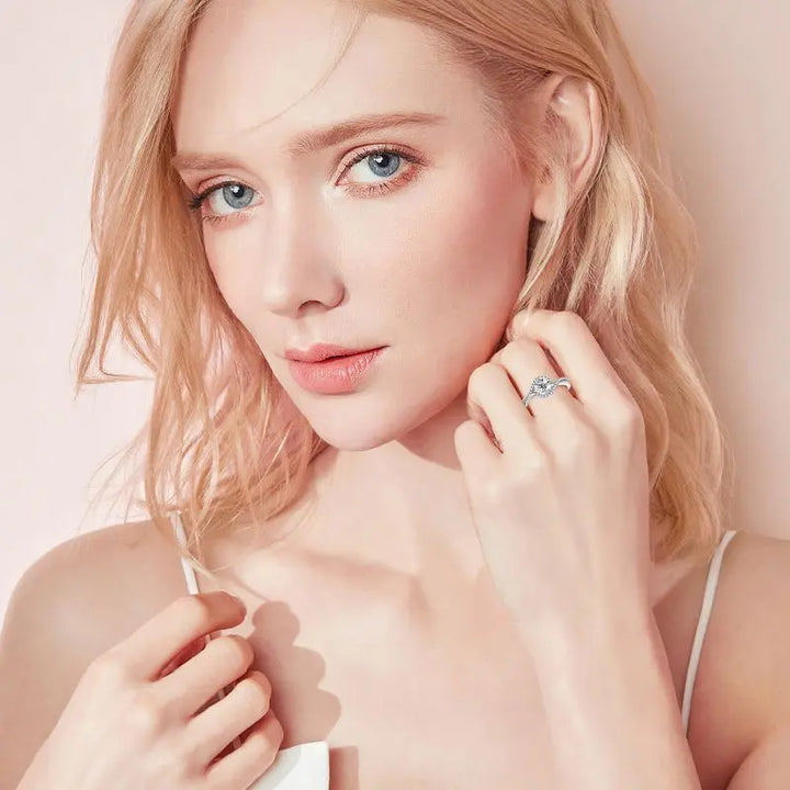 1 carat nature inspired engagement ring worn on hand