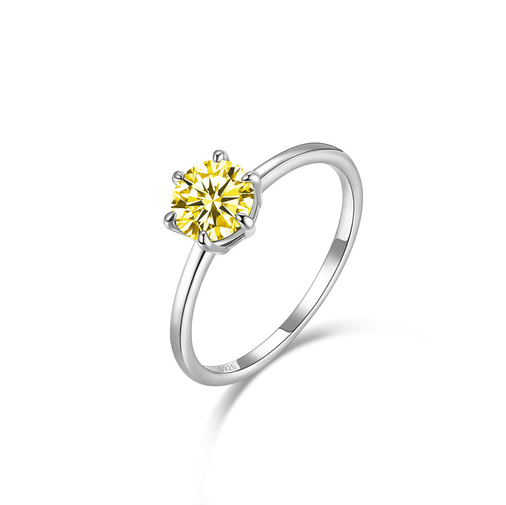 1 ct six prong yellow gemstone moissanite ring