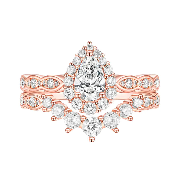 1ct rose gold vintage moissanite wedding ring sets