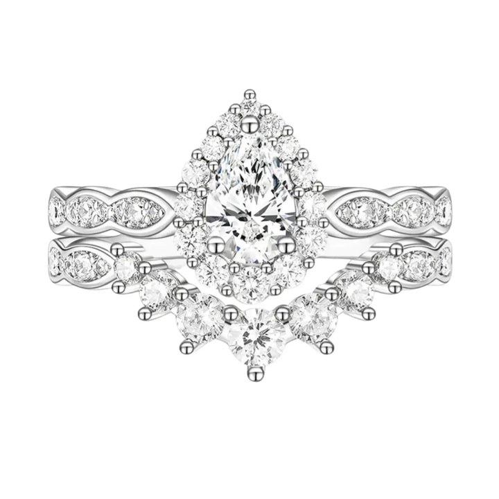 1ct vintage pear shape crown moissanite bridal set