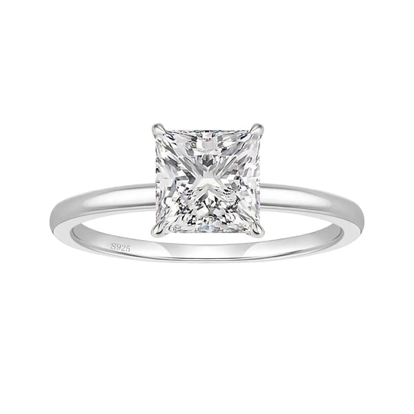 2.5CT Princess Cut Solitaire Moissanite Engagement Ring