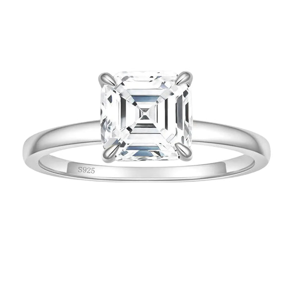 2.5CT Asscher Cut Solitaire Moissanite Wedding Ring