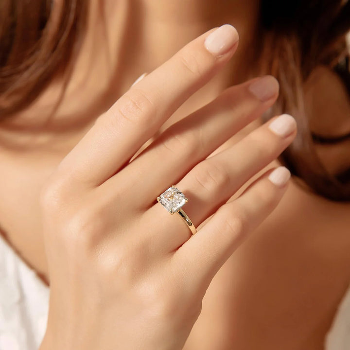 2.5CT Asscher Moissanite Ring on Hand