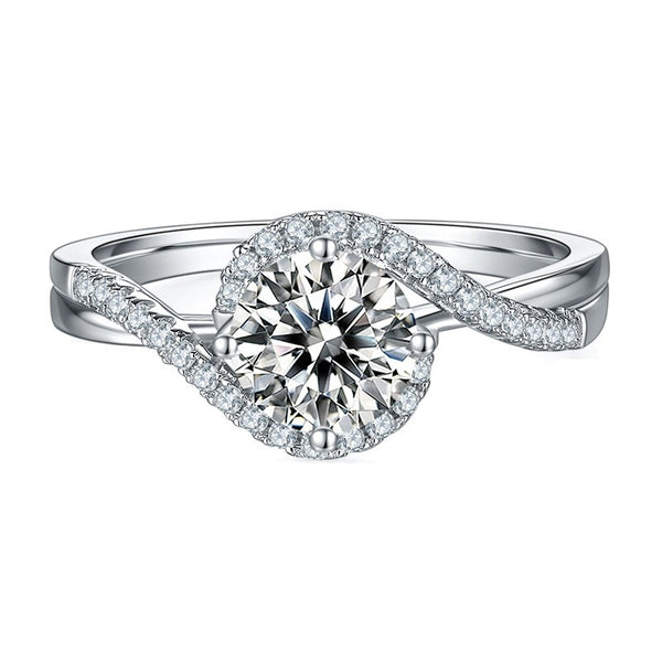 Light Luxury Angel Eye Four Claws 1 Carat Moissanite Diamond Silver Engagement Ring for Women Wedding Ring