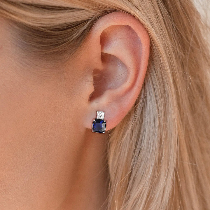 25 Sterling Silver Blue Sapphire earring