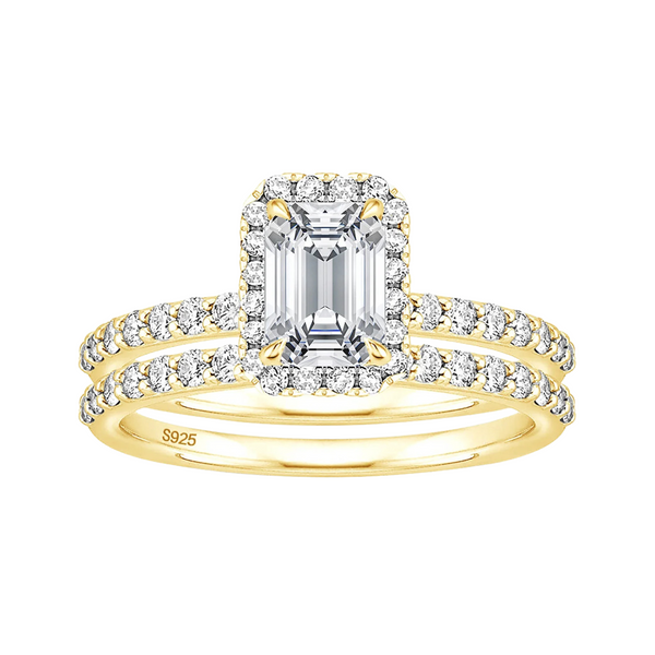 s925 silvers set, emerald cut rings, 2ct rings for wedding, 2ct rings for women, gold plated rings, stuuning moissanite ring, eternity ring