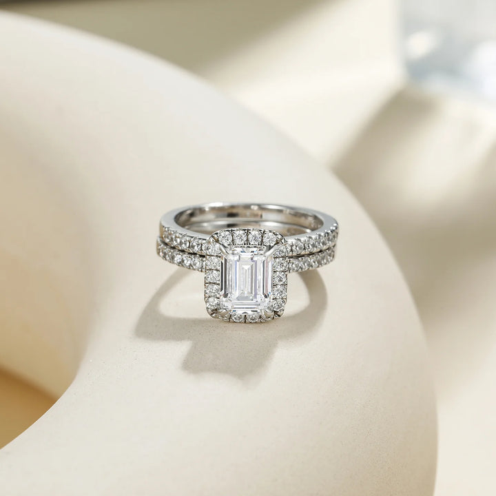 s925 silvers set, emerald cut rings, 2ct rings for wedding, 2ct rings for women, gold plated rings, stuuning moissanite ring, eternity ring