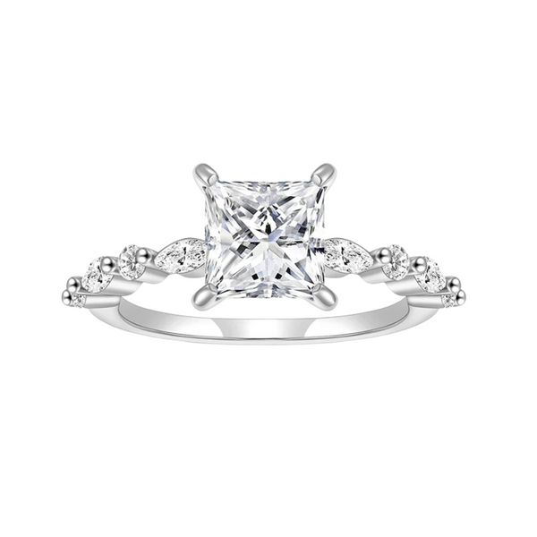 2CT S925 Princess Cut Moissanite Engagement Ring