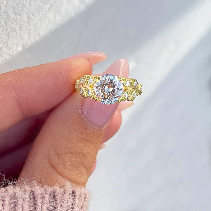 2CT round low profile engagement rings 