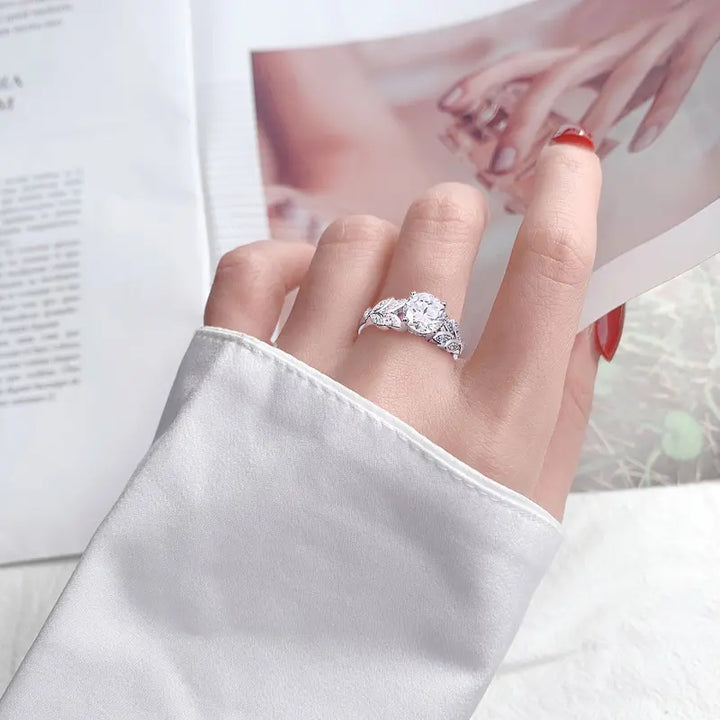 2CT round nature inspired engagement rings