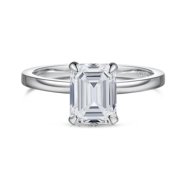 2 Ct Moissanite Diamond Engagement Ring Sterling Silver Emerald Ring