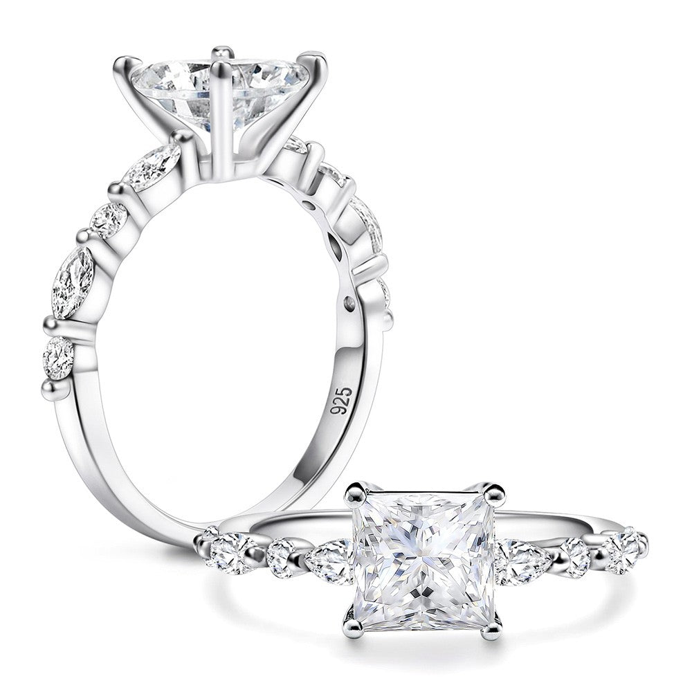 Princess Cut Engagement Ring in 925 Sterling Silver – Findurings