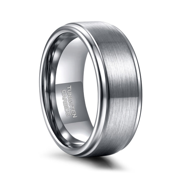 Simple Wedding Rings with Silver Brushed Center