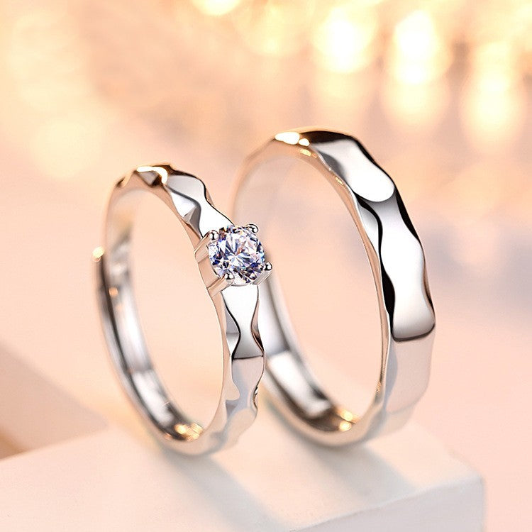 Simple Promise Rings For Couples In 925 Sterling Silver Adjustable Couple  Rings