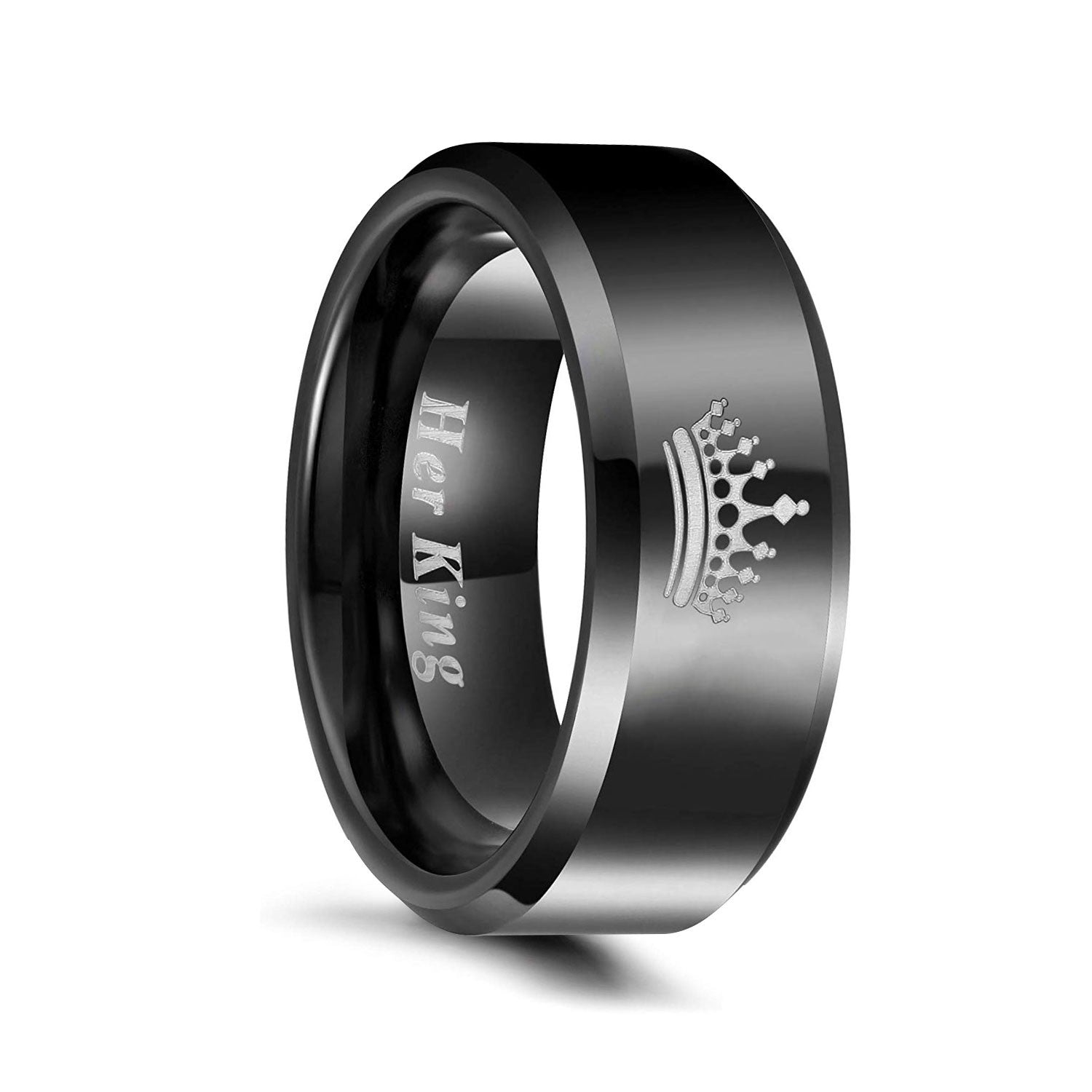 King and Queen Black Tungsten Carbide Rings for Couples Findurings