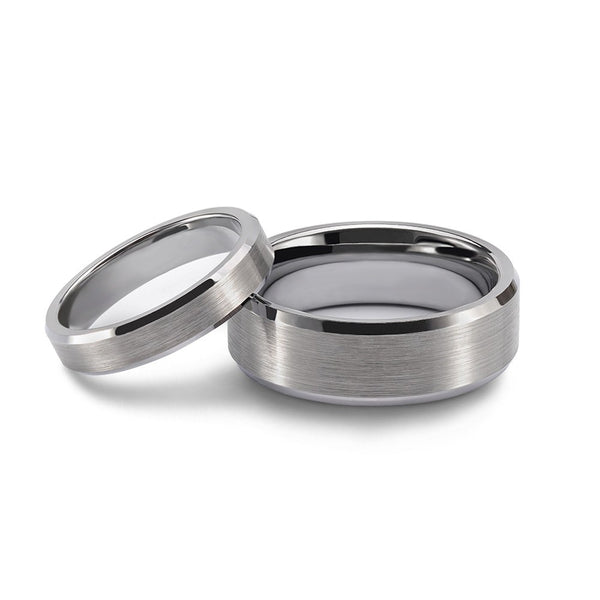 Titanium Couple Rings with Brushed Silver