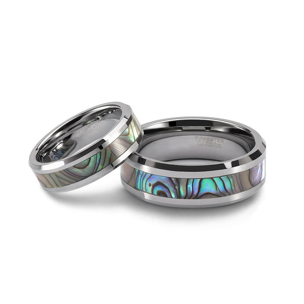 Unique Couple Wedding Rings Abalone Shell Design