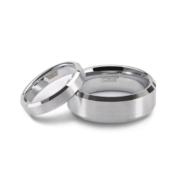 Couple Wedding Rings Brushed Silver Tungsten Rings