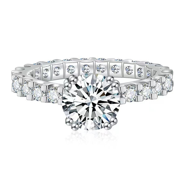Classic Moissanite Crown Silver Engagement Ring for Women