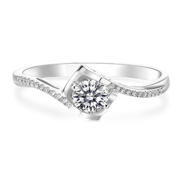 Fashionable Twist Arm 1 Ct Moissanite Diamond Silver Engagement Ring for Women Wedding Ring