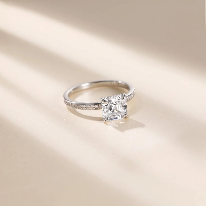 2 carats asscher cut  pave rings