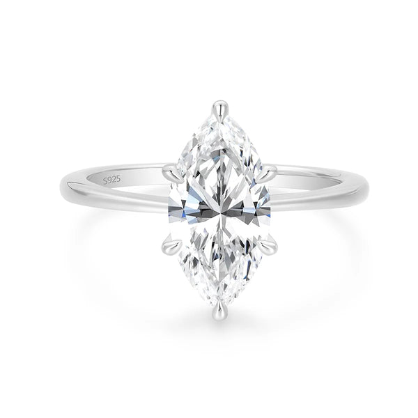 2CT Marquise Cut Solitaire Moissanite Promise Ring