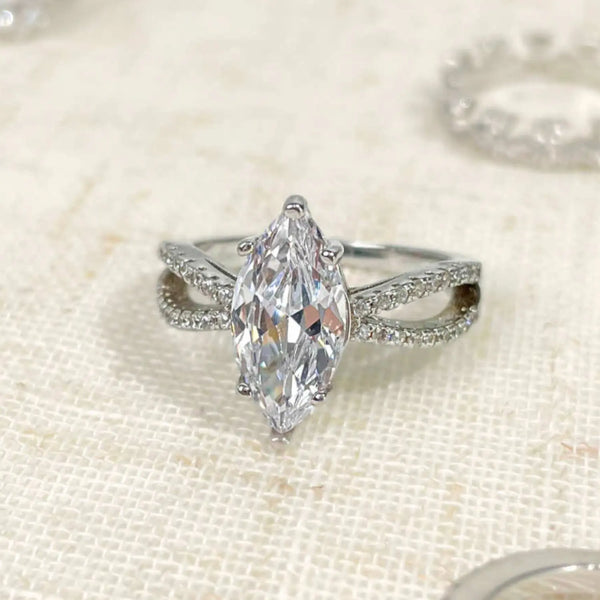 2ct S925 Olive Marquise Cut Zirconia Engagement Ring