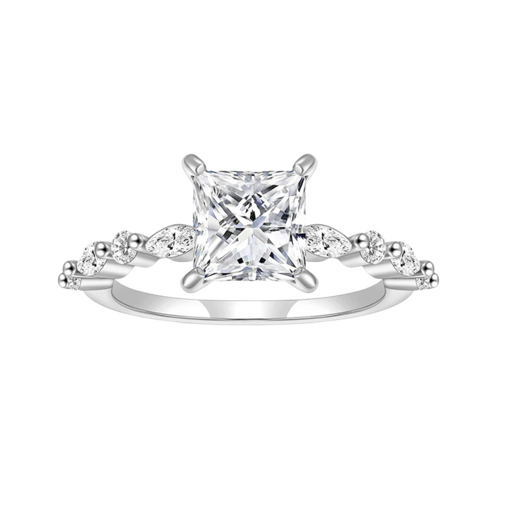 s925 wedding rings, moissanite rings for women, Princess cut rings, Moissanite silver ring