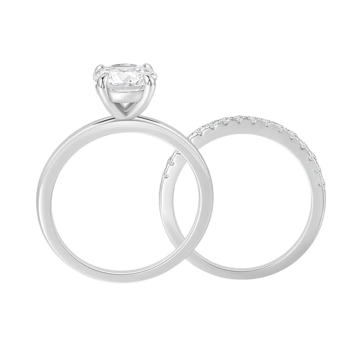 2ct affordable moissanite ring and half pave band ring