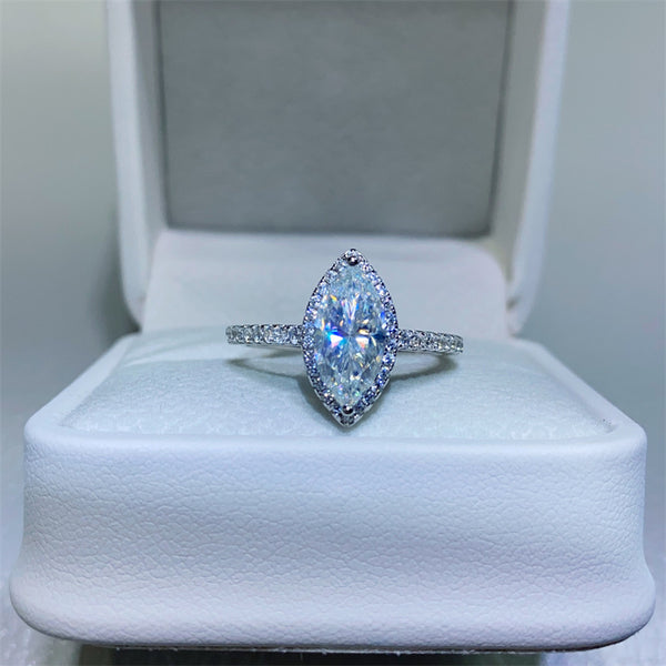 2ct marquise cut moissanite micro pavé engagement ring
